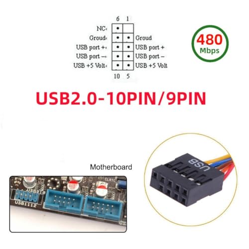 Image of Chenyang 9Pin USB Header Male 1 to 2 Female Extension Splitter Cable Connector Adapter Motherboard USB Hub USB 2.0