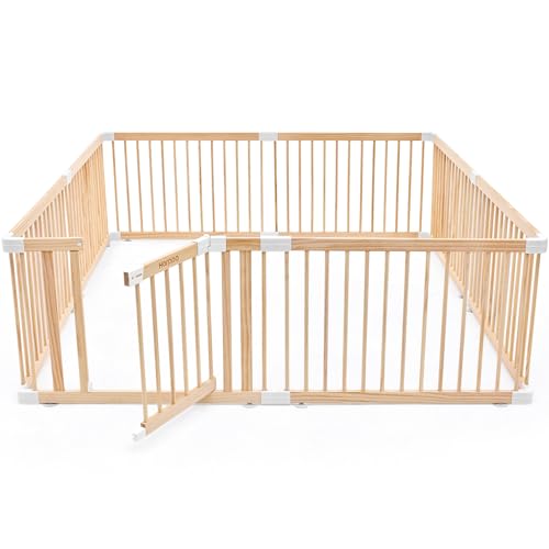 Image of HARPPA Baby Gate Playpen Wooden Playpen for Babies and Toddlers Large Play Yards Baby Fence Play Area 71.5 x 79.5 x 24 inch