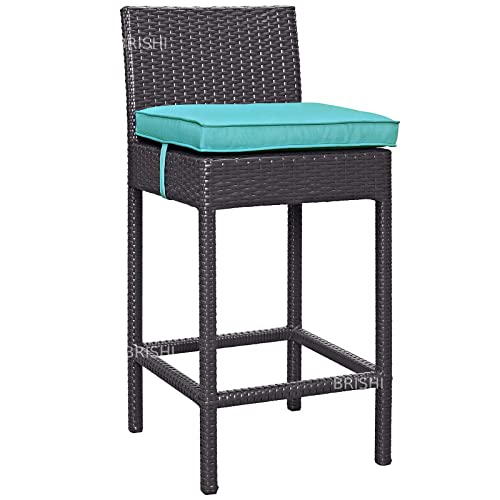 Image of BRISHI Outdoor Bar Set Garden Patio Bar Set 1+4 4 -Chairs and 1-Table Set Balcony Bar Table with Stool Set (Brown)