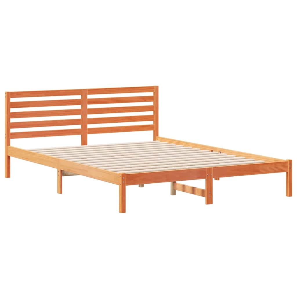 Lite drewno sosnowe minimalistyczna platformowa Brązowy 160 x 210 cm