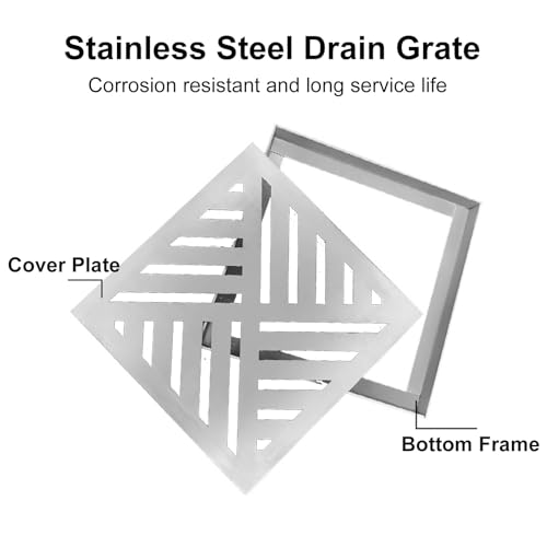 Stainless Steel Outdoor Drain Cover, Large Square Drain Grate and Frame, Catch Basin Drain Grate Cover for Pavement, Concrete, Yard(35x35x3cm/14x14x1.2in)