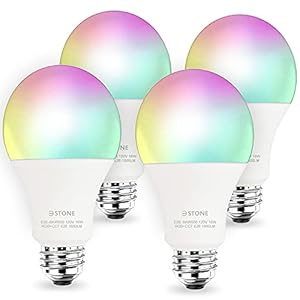 Smart Light Bulbs, 16W 1600 Lumens WiFi LED Color Changing A21 Bulb 100W Equivalent Dimmable 2700K-6500K RGBCW, Tunable White Compatible with Alexa, Google Home 2.4Ghz Only (4)