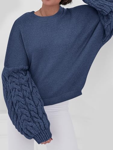 PRETTYGARDEN Womens Fall Sweaters 2025 Cable Knit Long Sleeve Crewneck Casual Chunky Pullover Oversized Sweater Outfits2
