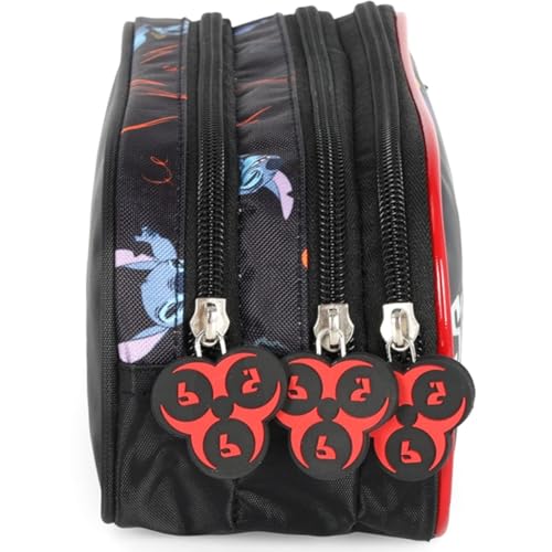 Estojo Escolar Triplo Luxcel Stitch Crazy Preto