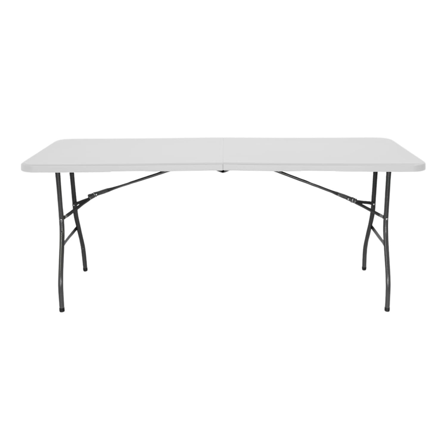 Dayron Mesa de Catering y Camping Plegable Portátil Rectangular 122cm, 150cm, 180cm, 240cm | Multiusos: Camping, Eventos en Espacios Exteriores o Interiores | Resina Blanca y Patas de Acero