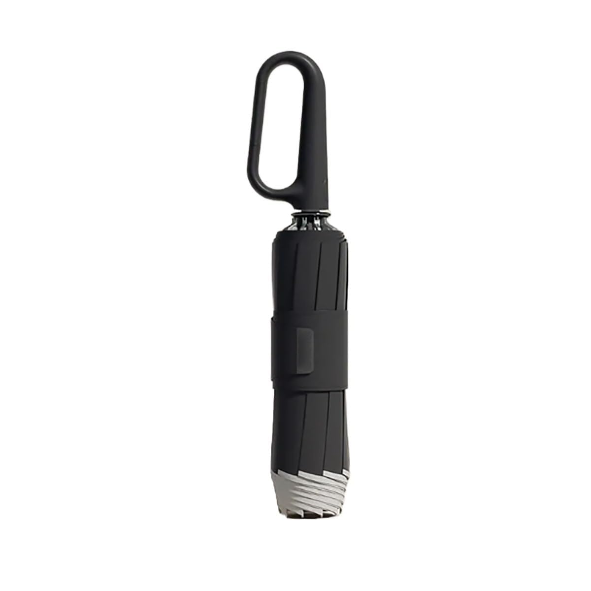 Ring Buckle Umbrella,Ring Buckle Fully Automatic Umbrella,Reverse Automatic Umbrella,Reflective Safety Strip, Compact Folding Travel Umbrella,Compact Small Travel Umbrella,Sturdy Windproof (Black)