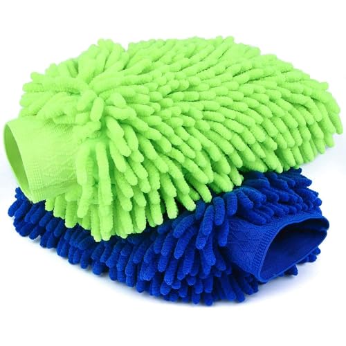 ALOUD CREATIONS Double Sided Microfiber Cleaning Gloves (Multicolour, Large) - Pack of 2