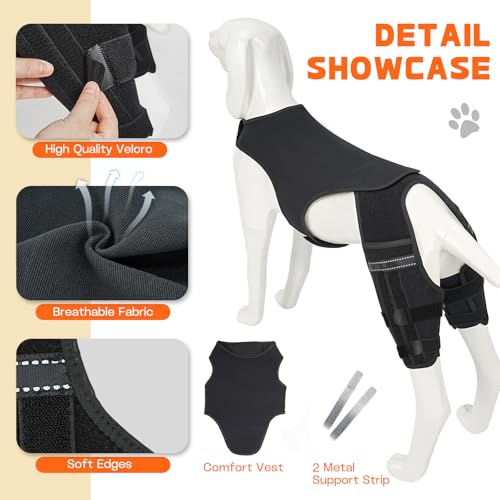 Image of Dog Knee Brace for Hind Legs - Adjustable Dual Dog Leg Brace for Back Leg Helps with Torn ACL /CCL, Luxating Patella, Ligament Injuries, Osteoarthritis,L