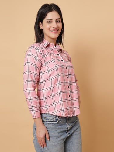Image of Checked Spread Collar Casual Shirt for Women