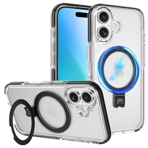M MYBAT PRO iPhone 16 Case [Compatible with Magsafe] Slim Back Cover with Kickstand,Lure Series iPhone 16 Clear Case, Bumper Case for iPhone 16,Magnetic iPhone Cover for Women Men