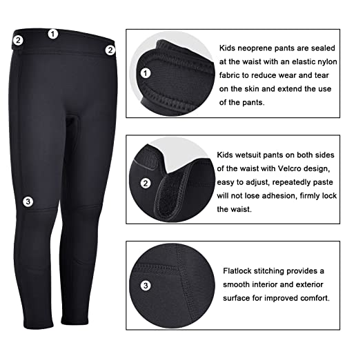 Chaqueta y Pantalones de Neopreno para Niños de 3mm, Traje de Agua para Natación, Surf, Buceo y Snorkel para Niños y Jóvenes (Tops 6, Pantalones 6) miniatura 6