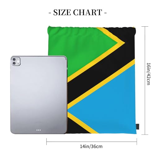 Tanzania Flag Print Drawstring Backpack Outdoor Portable Backpack Lightweight Sports Bag For Travel, Gym4