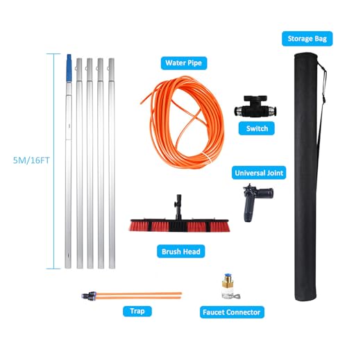 Kit de limpieza de ventanas telescópico con barra de 3 a 12 m y cabezal ajustable para el hogar 8