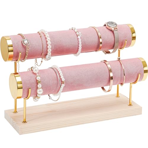 ProCase Présentoir Bracelet, Porte Bracelet, Support Bracelet Détachable à 2 Niveaux avec Plateau en Bois, Porte Bijoux pour Bracelet Montre Élastique...