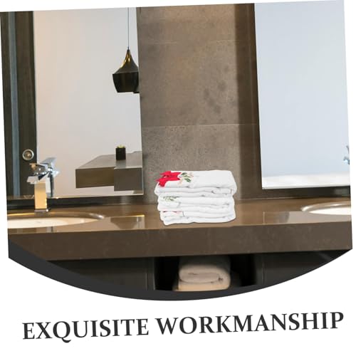 Serviettes de Noël coton brodé | Linge de main doux absorbant salle de bain - 4