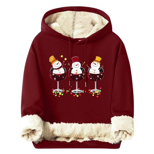 Weihnachten Hoodie Herren mit Fleece Gefütterte Weihnachtspullover...