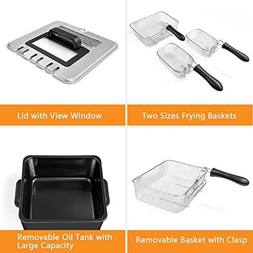 image for COSTWAY Deep Fryer with Basket, 5.3Qt Stainless Steel Electric Oil Fry