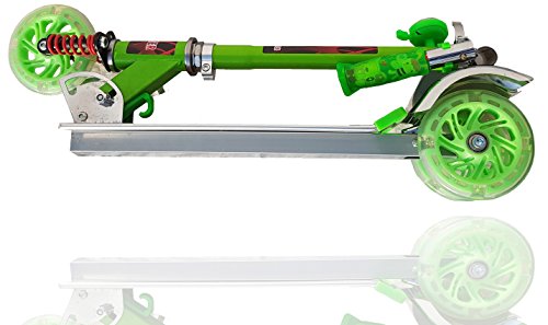 Image of Magicwand Spring Loaded Heavy Metallic Big Size 3 Wheel Height Adjustable Scooter for Kids (Green)