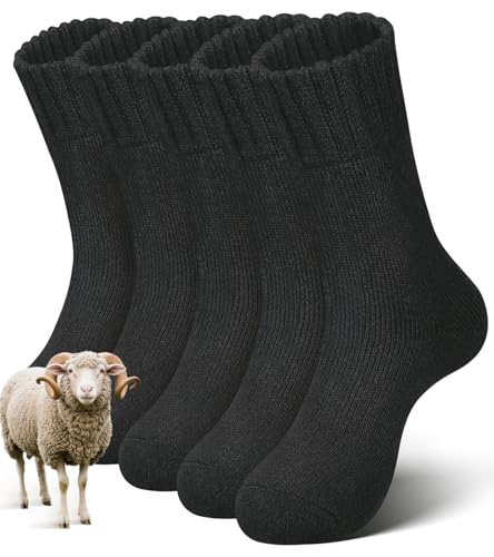 sellto 5 PAAR Merino Socken Thermosocken Herren Atmungsaktiv Wandersocken...