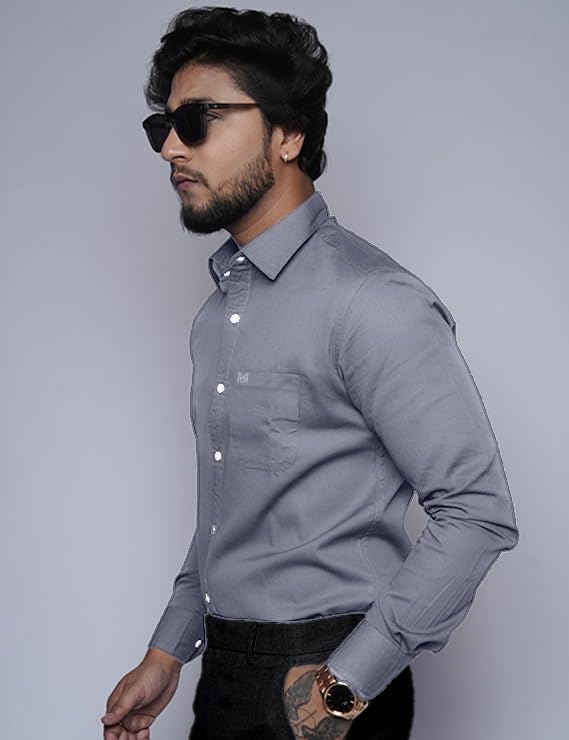 Image of Men's Slim Fit 100% Cotton Solid Full Sleeve Shirt | Premium Casual & Formal Wear for Men