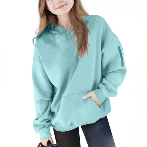 Girls' Oversized Hoodies Side Zipper on Sleeve Fashion Sweatshirts Casual Fleece Cute Pullovers Fall Winter Clothes