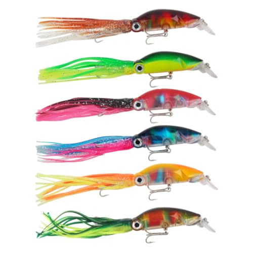 6pcs Soft Plastic Squid Fishing Lure 40g with Realistic Tentacles