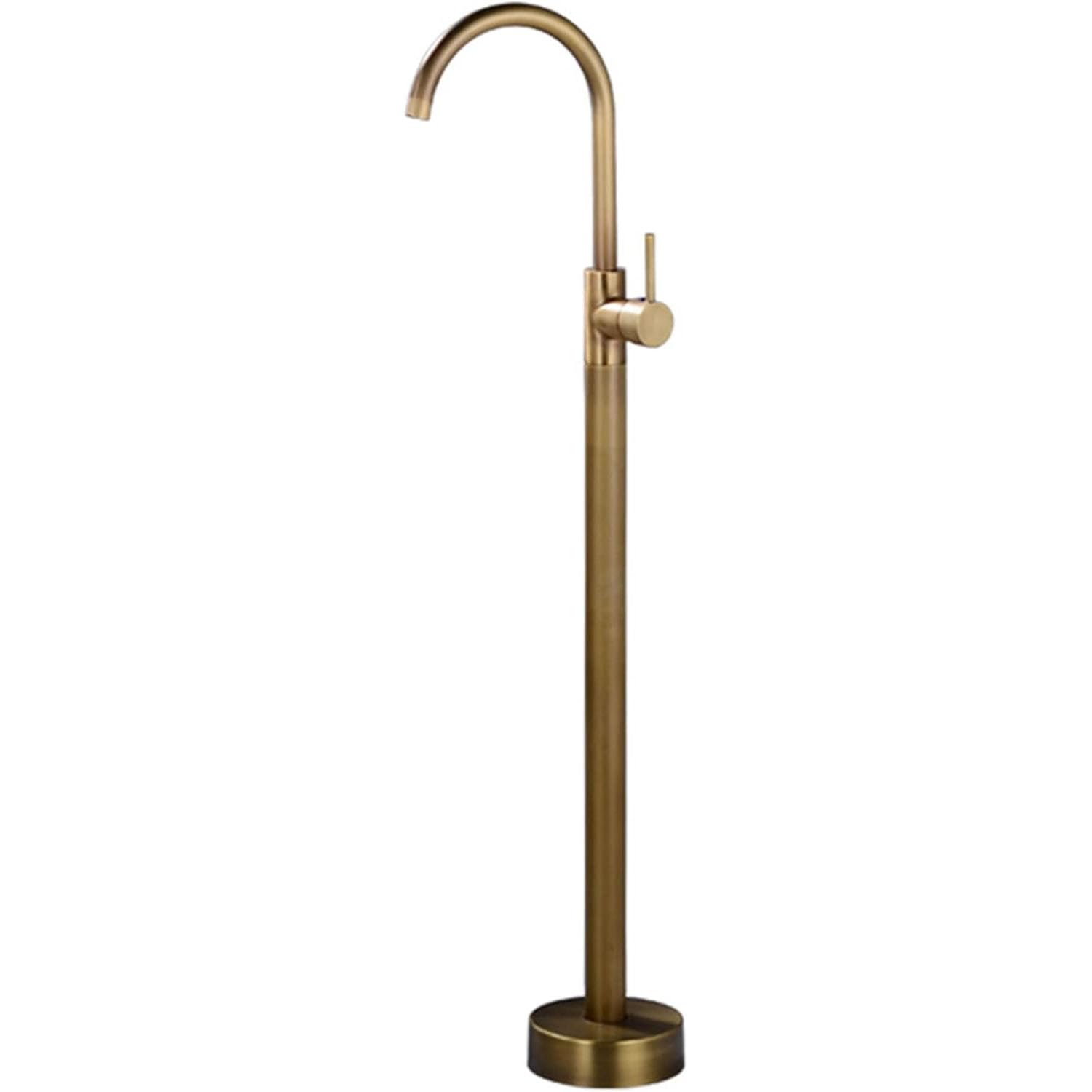 KUNYOS Freestanding Faucet Bathtub, 360°Rotate Spout Peep Faucet for Tub Single Hand Floor Standing Tub Faucet Faucet Bathroom,Brass,A