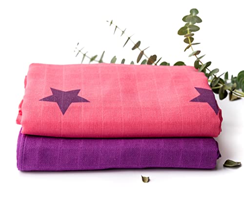 divata bunte Mullwindeln 2er Set - (Sterne, Beere) - farbige Mulltücher,...