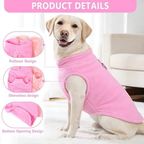 Image of 2 Pack XXXL Dog Sweater, Fleece Dog Sweaters for Large Dog Winter Warm Pet Sweater Thick Jacket Clothes Pullover Dog Sweatshirt Coat,XXXL (Pink,Light Pink, 37-49lbs)