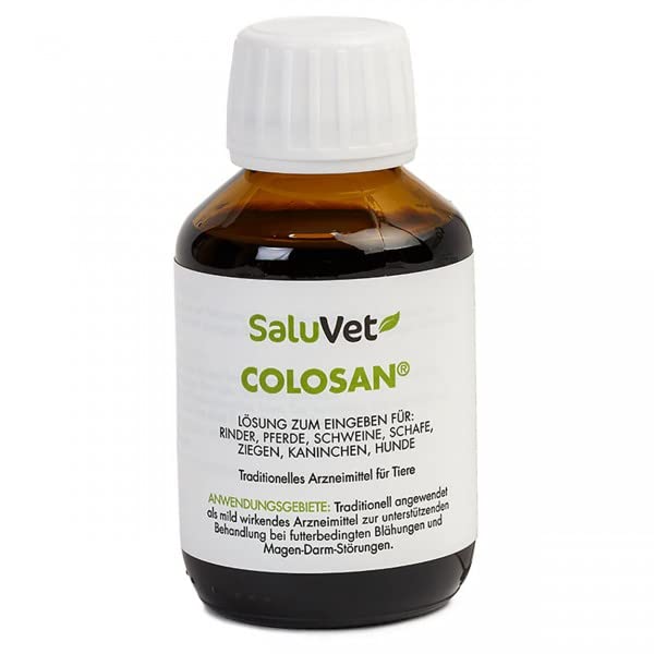 SaluVet ColoSan | 100 ml | Zugelassenes Arzneimittel für Pferde, Rinder, Schweine, Schafe, Ziegen, Kaninchen und Hunde | Bei futterbedingten Blähungen und Magen-Darm-Störungen