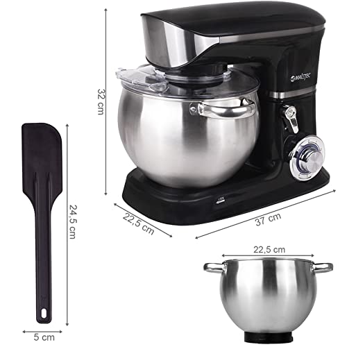MalTec Küchenmaschine MaltecChef1800W | 3-in-1 Knetmaschine | mit 6L Edelstahlschüssel | inkl. Flachrührer, Schlagbesen… – Bild 4