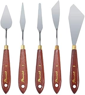 DerBlue 5pcs Stainless Steel Artists Palette Knife Set,Spatula Palette Knife Painting Mixing Scraper,Thin