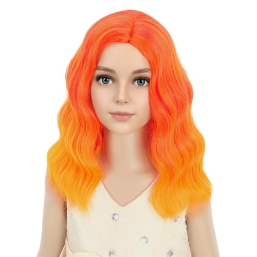 Image of PATTNIUM Flame Fire Wig Short Ombre Orange Wig for Women Cosplay Halloween Party Costume Synthetic Wigs