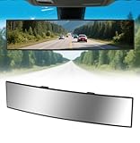 HmmtyRack Rear View Mirror, Chrome Anti-glare Panoramic Rear Mirrors Universal 16 Inch Convex Interior Clip on Extra Big Wide Angle Rearview Mirror Extender to Reduce Blind Spot for Pickup Truck Van