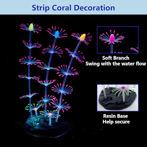 Image of kathson 6PCS Glowing Effect Fish Tank Decors Silicone Glow Kelp Plant