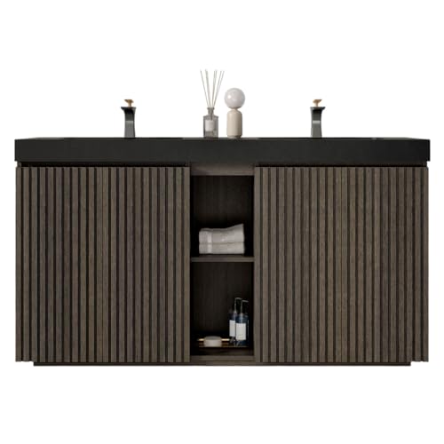 Little Tulip 60" Double Bathroom Vanity with Sink Combo, Mid