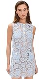 Self Portrait Women's Blue Fine Lace Mini Dress, Blue, 6