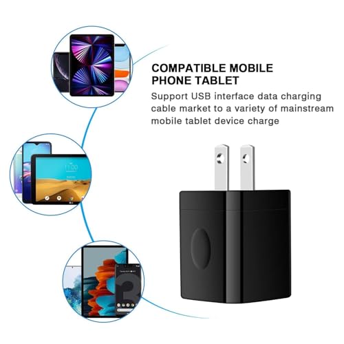 image for FiveBox Black USB Wall Adapter, Charging Block, 3Pack Dual Port 2.1A F