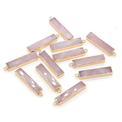 Lhj 6Pcs Natural Rose Quartz Pendant Rectangle Shape Gemstone Stone Pendants Charms Pendants For Diy Necklace Bracelet Jewelry Making #TOP4
