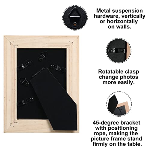 Core Art 3.5X5 Picture Frame, Handmade Wood Rustic Black Photo Frame Set Of 2, High Definition Semi-Tempered Glass Wall Or Tabletop Display #TOP4
