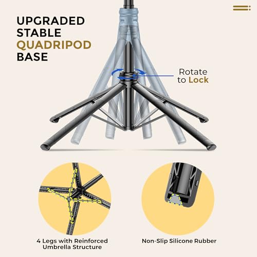 Image of WeCool Quadripod Selfie Stick Extendable Upto 71 Inches, 360 Rotatable Handle, Detachable Bluetooth Remote, Phone Tripod for Vlogging, YouTube, Travel, iPhone, Android