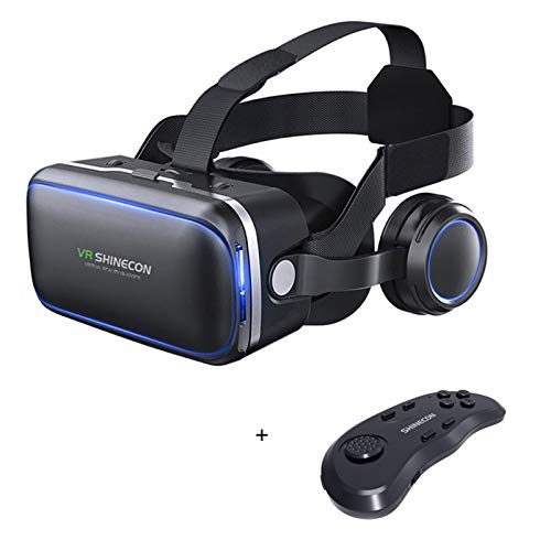 VR SHINECON Original 6.0 VR Headset Version Virtual Reality Glasses Stereo Headphones 3D Glasses Headset Helmets Support 4.7-6.53 inch Large Screen Smartphone (with Controller SC-B01)