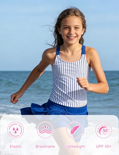 Image of ALISISTER Girls Tankini Swimsuit Two Piece Bathing Suits Summer Beach Swimwear with Shorts for 7-12 Years