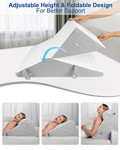 Forias Wedge Pillows Set For Sleeping Bed Wedge Pillow For After Surgery 9&12 Inch Adjustable Triangle Pillow Wedge With Premium Half-Moon Memory Foam Bolster Pillow For Acid Reflux Gerd Snore Relax #TOP4