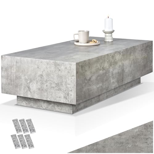 tectake® Couch Tisch, Room Decor in Beton Optik, Tisch Wohnzimmer, moderner Couchtisch, Beistelltisch, Wohnzimmertisch, Sofatisch, Coffee Table, Side Table Schlafzimmer - Beton Optik, 120 x 60 x 35 cm