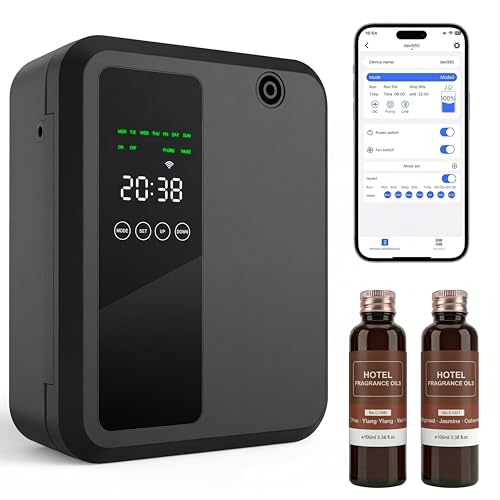 Waterless Essential Oil Diffuser for Large Room, 500ml Hotel Scent Diffuser, Cold Air Scent Machine, Covers Up to 3500 Sq Ft, Smart App Control, Wall Mounted, Fragrance Diffuser for Office Spa Home