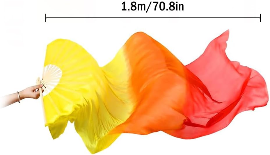 1 Pair Belly Dance Silk Fans, Chinese Dance Fan Veil, 180cm Length Dancing Fan, Props Silk-Fan, Silk Belly Fan Veil, Dancer Practice Long Imitation Dance, Gifts for Dancers