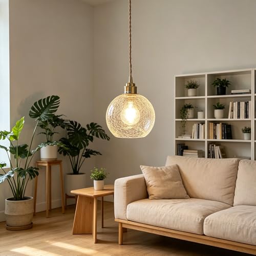 Lámpara colgante para dormitorio y mesita de noche en latón 3