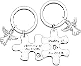 Photo Gallery posoto set di 2 portachiavi commemorativi per la perdita del bambino, regalo per la perdita di un bambino, regalo di simpatia, portachiavi con scritta "mummia daddy of an angel puzzle keyrings Photo Gallery posoto set di 2 portachiavi commemorativi per la perdita del bambino, regalo per la perdita di un bambino, regalo di simpatia, portachiavi con scritta "mummia daddy of an angel puzzle keyrings