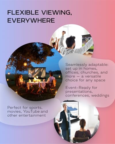 PropVue Projector Screen with Stand 60 inch - Indoor and Outdoor Projection Screen for Movie or Office Presentation - 16:9 HD Premium Wrinkle-Free Tripod Screen